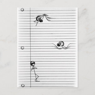Stick Figure Drawing of Spies and Spy on Lines Postcard