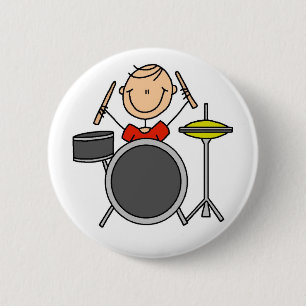 Stick Figure Drummer Button