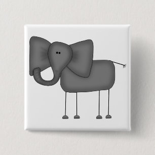 Stick Figure Elephant Tshirts and Gifts 2 Inch Square Button