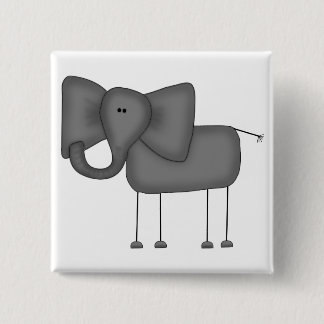 Stick Figure Elephant Tshirts and Gifts 2 Inch Square Button