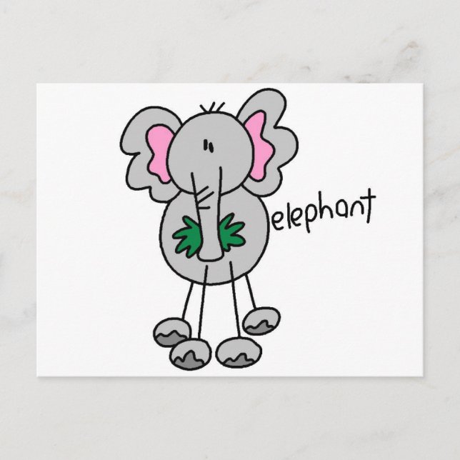 Stick Figure Elephant Tshirts and Gifts Postcard (Front)