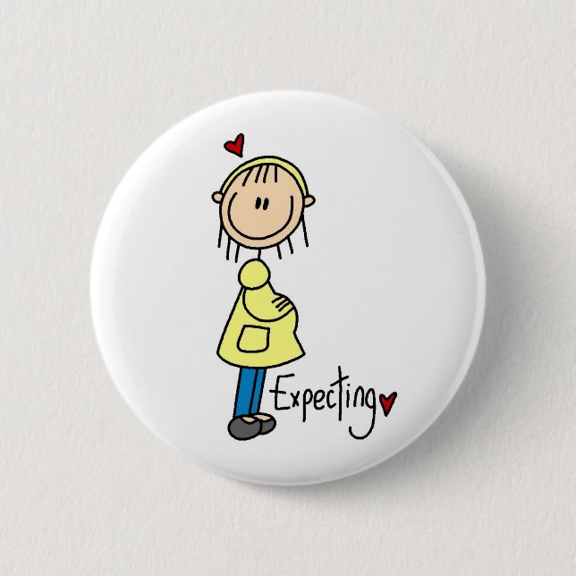 Stick Figure Expecting Baby 2 Inch Round Button (Front)