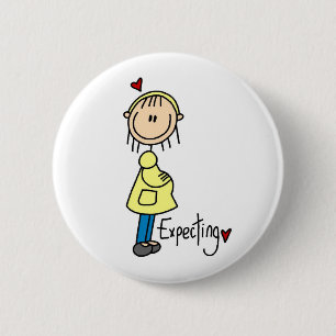 Stick Figure Expecting Baby 2 Inch Round Button