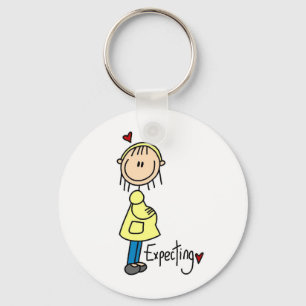Stick Figure Expecting Baby Keychain