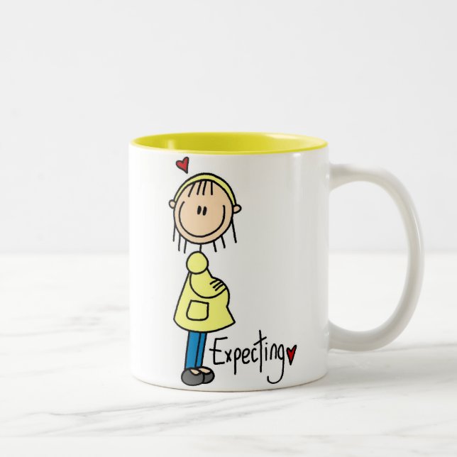 Stick Figure Expecting Baby Two-Tone Coffee Mug (Right)