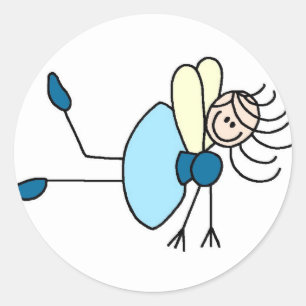 Stick Figure Fairy In Blue Sticker