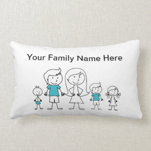 Stick Figure Family Pillow