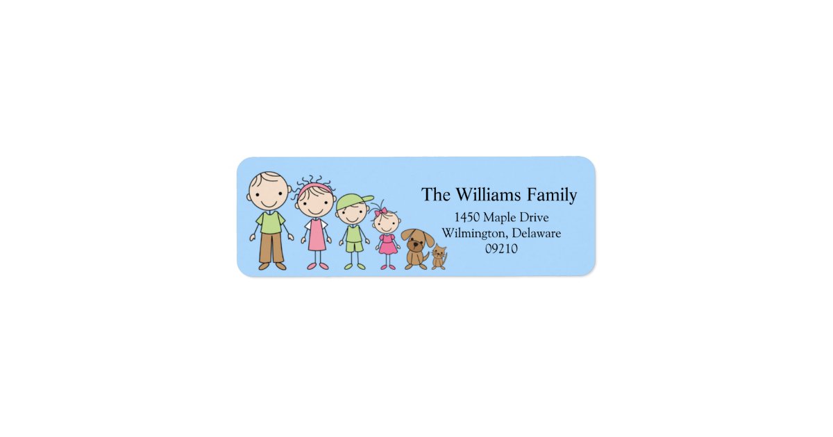 Stick Figure Family Return Address Labels | Zazzle.ca