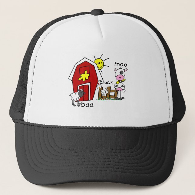 Stick Figure Farm Animals Trucker Hat (Front)