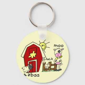 Stick Figure Farm Animals Tshirts and Gifts Keychain