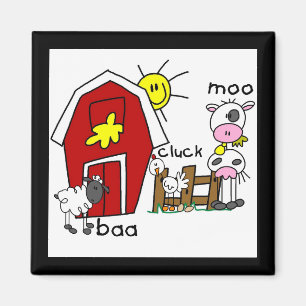 Stick Figure Farm Animals Tshirts and Gifts Magnet