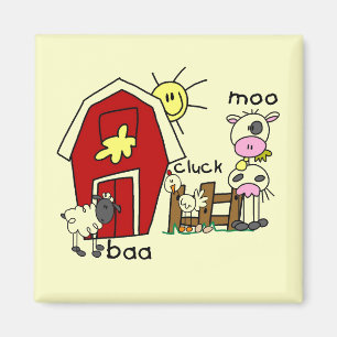 Stick Figure Farm Animals Tshirts and Gifts Magnet