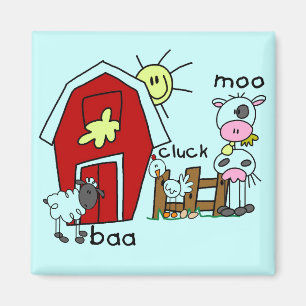 Stick Figure Farm Animals Tshirts and Gifts Magnet