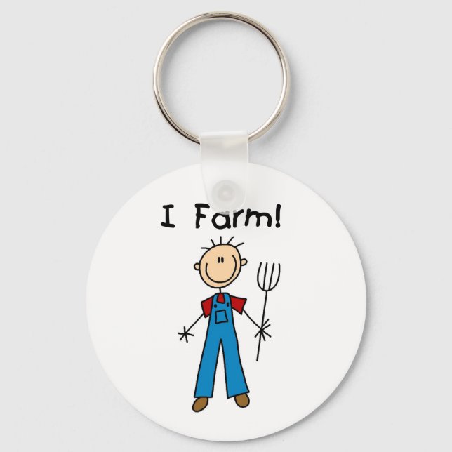 Stick Figure Farmer Keychain (Front)
