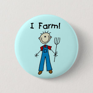 Stick Figure Farmer Tshirts and Gifts 2 Inch Round Button