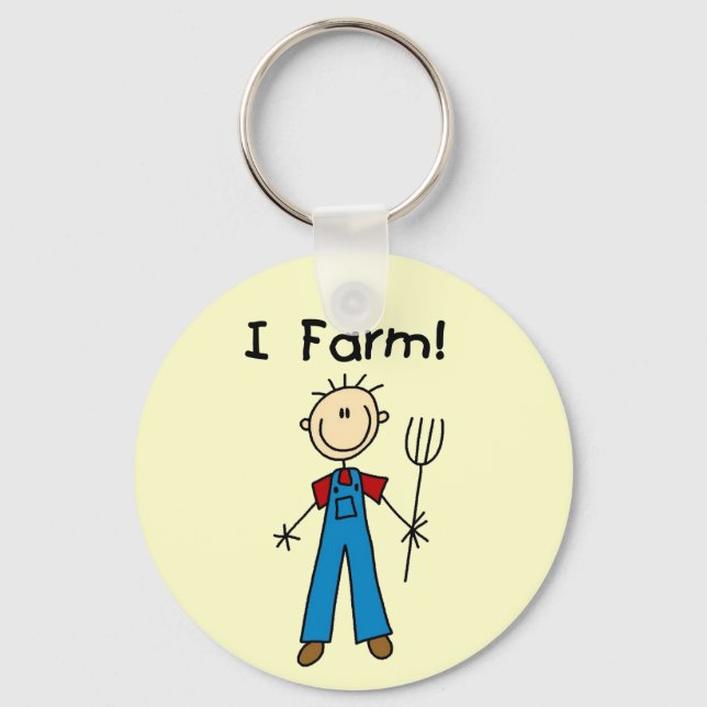 Stick Figure Farmer Tshirts and Gifts Keychain (Front)