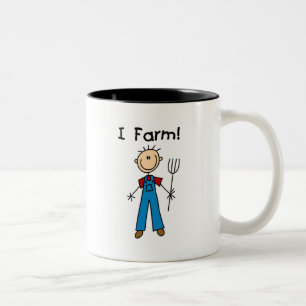 Stick Figure Farmer Tshirts and Gifts Two-Tone Coffee Mug