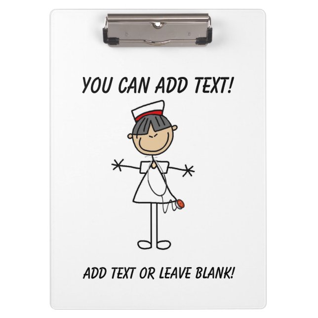 Stick Figure Female Asian Nurse Custom Clipboard (Front)