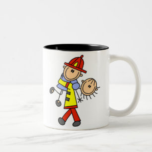 Stick Figure Firefighter Saving Lives Mug