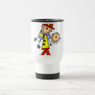 Stick Figure Firefighter Saving Lives Travel Mug