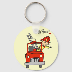 Stick Figure Firefighter to the Rescue Keychain