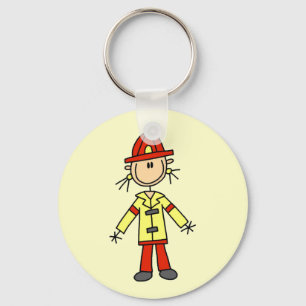 Stick Figure Firefighter Tshirts and Gifts Keychain