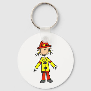 Stick Figure Firefighter Tshirts and Gifts Keychain