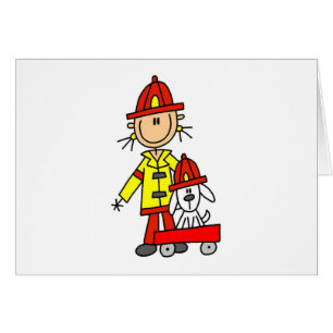 Stick Figure Firefighter with Dalmation Cards