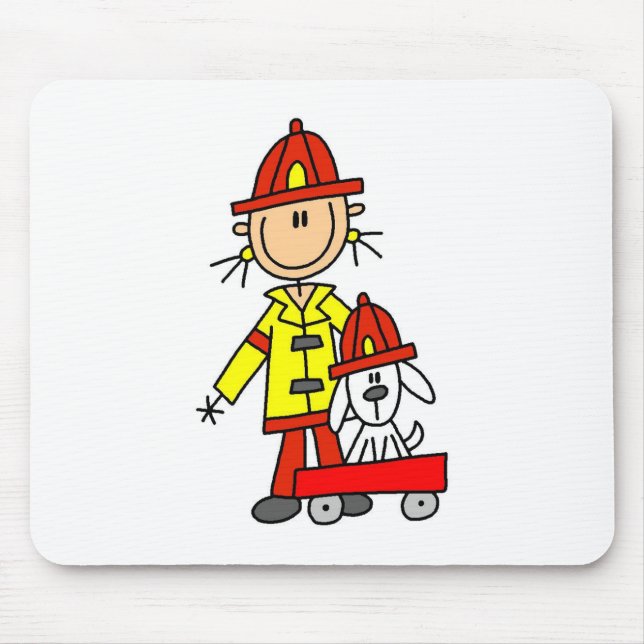 Stick Figure Firefighter with Dalmation Mousepad (Front)