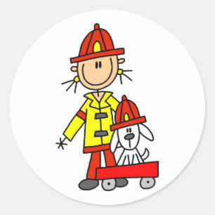 Stick Figure Firefighter with Dalmation Sticker