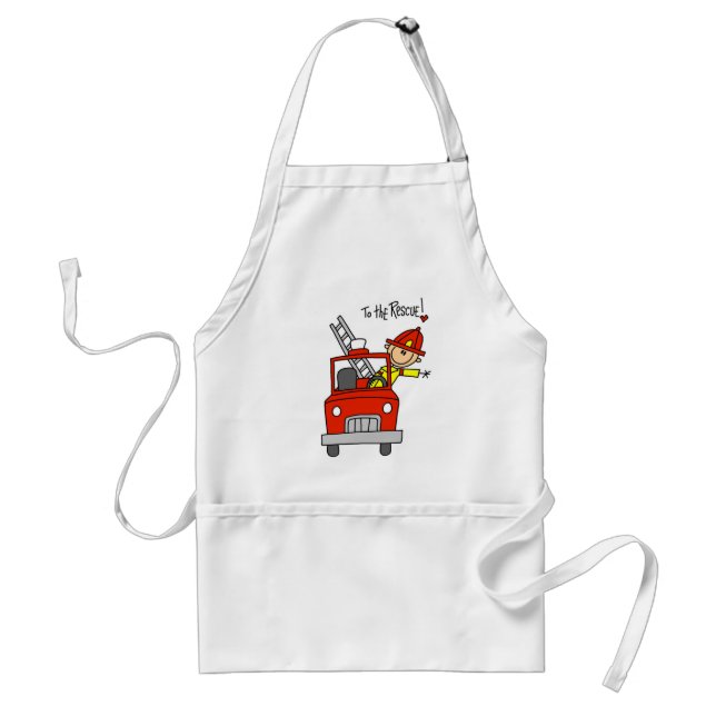 Stick Figure Firefighter with Fire Engine Apron (Front)