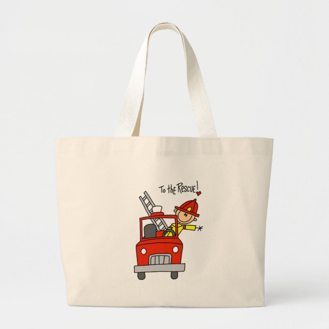 Stick Figure Firefighter with Fire Engine Bags (Front)