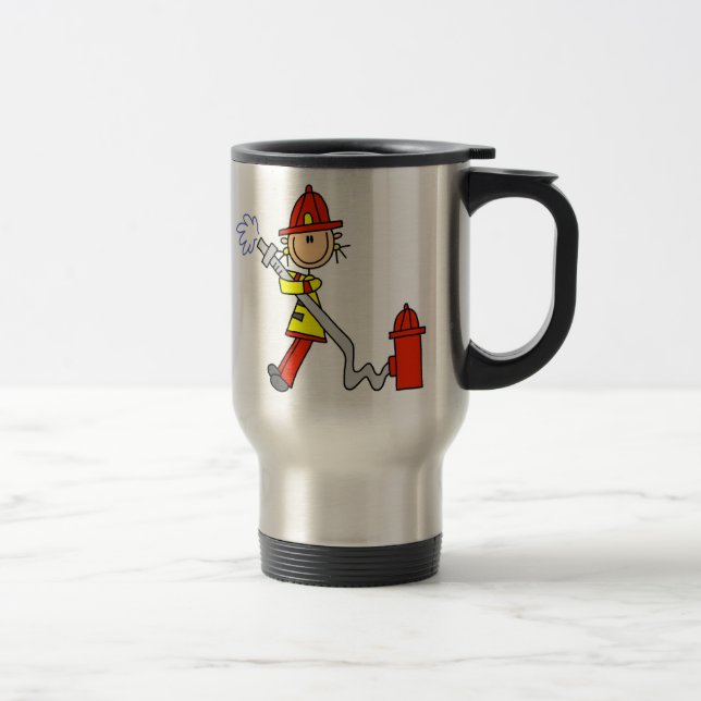 Stick Figure Firefighter with Hose Mug (Right)