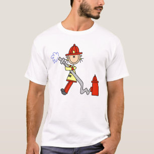 Stick Figure Firefighter with Hose T-Shirt