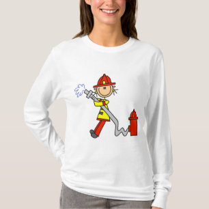 Stick Figure Firefighter with Hose T-Shirt