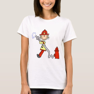 Stick Figure Firefighter with Hose T-Shirt