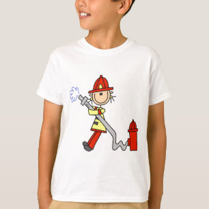 Stick Figure Firefighter with Hose T-Shirt