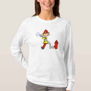 Stick Figure Firefighter with Hose T-Shirt