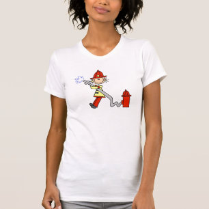 Stick Figure Firefighter with Hose T-Shirt