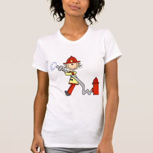 Stick Figure Firefighter with Hose T-Shirt
