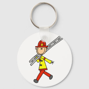 Stick Figure Firefighter with Ladder Keychain