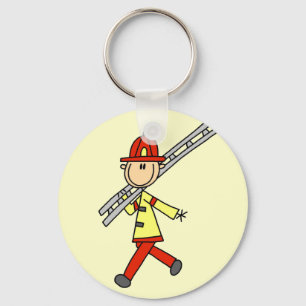 Stick Figure Firefighter with Ladder Keychain
