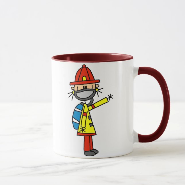 Stick Figure Firefighter with Mask Mug (Right)