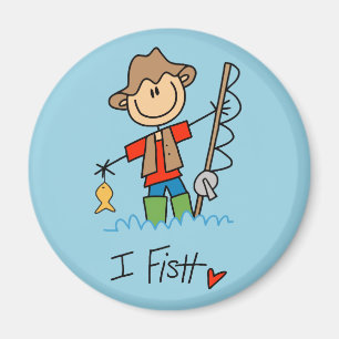 Stick Figure Fisherman Magnet