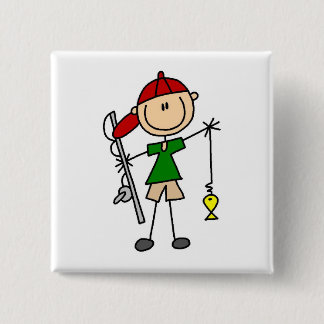 Stick Figure Fishing Tshirts and Gifts 2 Inch Square Button