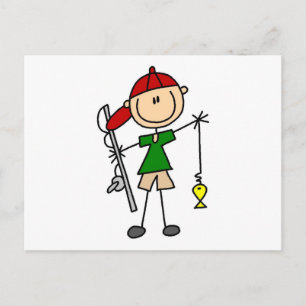 Stick Figure Fishing Tshirts and Gifts Postcard