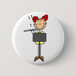 Stick Figure Flute Button