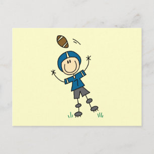 Stick Figure Football Blue Postcard