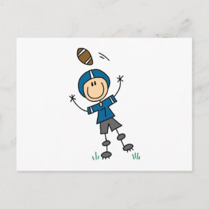 Stick Figure Football Blue Postcard