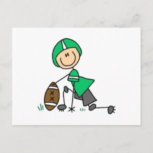 Stick Figure Football Green Postcard